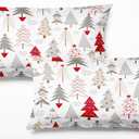 Healbrighting Set of 2 Throw Pillow Covers Pillow Case King Size 20x36 inch Christmas Tree Holly Snowflakes Decorative Pillowcase for Sofa Bedroom Bed Home Dcor Cushion Cover