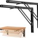 Ravinte 2 Pack 22 Inch Folding Shelf Brackets – Matte Black, Heavy Duty Collapsible Brackets for Tables and Benches – Space-Saving Design