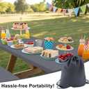 Smiry Picnic Table Cover with Bench Covers, Waterproof Elastic Fitted Polyester Tablecloths for 6 Ft Rectangle Tables, Washable Windproof Tablecloth for Camping, RV & Outdoor (Grey, 30x72 Inches)