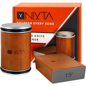 Nixta Rolling Knife Sharpener Kit – 3-Stage Manual Knife Sharpener for Kitchen, Chef & Serrated Knives – Knives Sharpener with Non-Slip Base – Knife Sharpening Kit