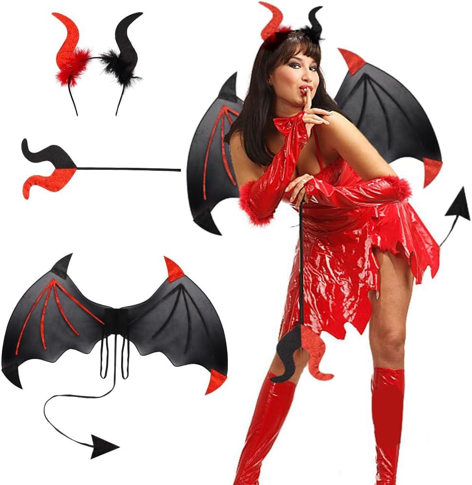 Estivaux Halloween Costume Wings Set Sparkle Vampire Wings Devil Bats Costume Outfit Halloween Dress Up Accessories for Women