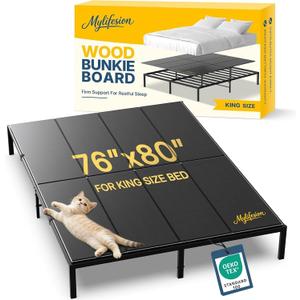 Bunkie Board King Size (76x80''), Wood Bed Support Board, Anti-Slip