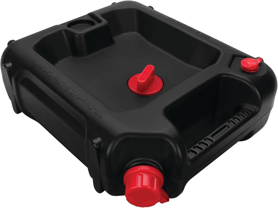 Performance Tool W4076 10-Quart Oil Drain Container, Deep Drain Well, Integrated Handle, Sealing Rubber Gaskets, Black