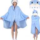 Wearable Hooded Blanket, Soft Hooded Cloak Hoodie Blanket for Women, Adults, Hoodie Blankets Gifts for Mother's Day (Blue)