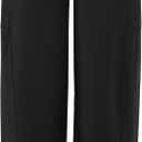 Arach&Cloz 2025 Women's Stretch Wrinkle Free Wide Leg Trousers Casual High Elastic Waisted Loose Palazzo Pants with Pockets (Black, L)