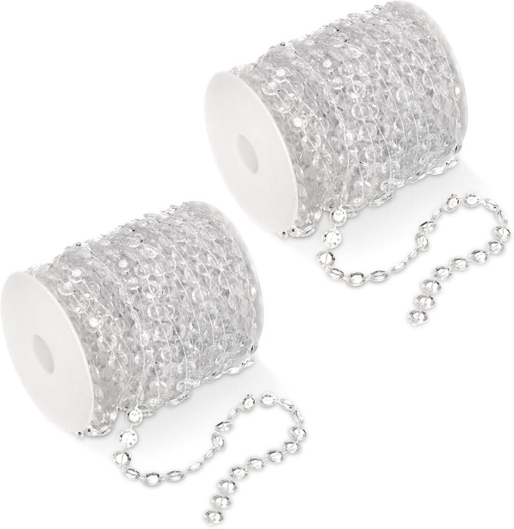 Tosnail 200 ft Crystal Beads by The Roll Crystal Beads String Beads Chain Crystal Garland Roll for Wedding Decorations Party Decoration Crafting Projects, Clear