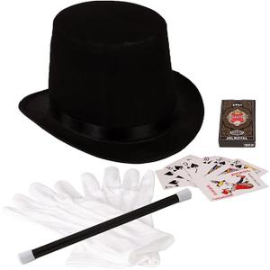 Magician Set - Hat, Wand , Gloves & Bonus Cards for Children Funny Party Hats