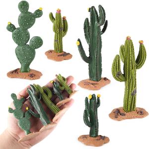 EOIVSH Desert Animal Figurines Set with Model Cactus - Artificial Greenery Plant Fake Cacti - Desert Diorama Project - Great for Sand Table Landscape Scene Accessories Decoration