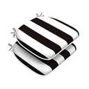 DYTXIII Outdoor Chair Cushion with Ties Set of 2, Round Corner Waterproof Patio Seat Cushion 17"x 16" for Outdoor Furniture, Cabana Black