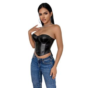 Lmdudan Women's Satin Corset Top Sexy Backless Strapless Bustier Boned Bodyshaper Plus Size Gothic Steampunk Party Crop Tops, Size M