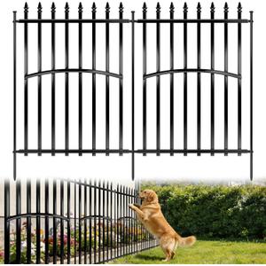 Metal Garden Fence 32in H x 27in W (10 Panels, Total Length 23ft), No Dig Animal Barrier Fence for Dogs, Heavy Duty Tube Decorative Garden Edging Border, Outdoor Rustproof Landscape Fencing for Yard