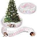 Leyndo 37 x 10 Inches Christmas Cat Tunnel Bed Under Christmas Tree with Central Mat for Xmas Tree Skirt Warm Soft Cat Tube in Red Green Multifunctional Decorative Bed