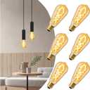 Light Bulbs 100+ Watt Equivalent, LED 10 Watt Light Bulb, 1100 Lumen 100 Watt LED Bulb, 2700K Soft White E26 Standard Base Edison Bulbs 100 Watt LED, ST19 Amber Vintage Light Bulb, 6 Pack