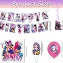 48Pcs Demon Movie Hunters Birthday Party Supplies, Party Decorations Set Include Banner, Balloons, Hanging Swirls, Cake Cupcake Toppers, Tablecloth for Boys Girls Demon Hunters Theme Party