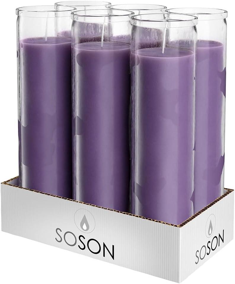 Simply Soson 2x8 inch Purple Devotional Candles in Glass Jar - 6 Pack - 90 Hours  Prayer Candle - Tall Pillar Candles for Religious, Memorials, Party Dcor