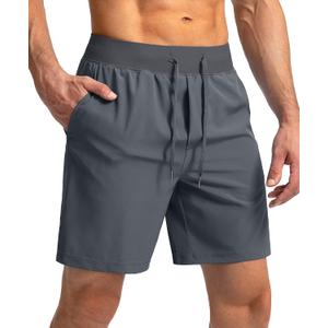 Soothfeel Men's Running Shorts with Zipper Pockets 9"/ 7"/ 5" Quick Dry Eight Basketball Gym Workout Athletic Shorts (Large)