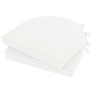 Topotdor Outdoor Chair Cushions Set of 2, 17"x16"x2" Waterproof Patio Chair Cushions for Outdoor Furniture, Round Corner Outdoor Seat Chair Pads with Ties for Patio Garden Dining Office, White