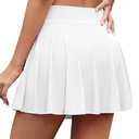 Skorts for Woman Golf Athletic Pleat High Waist Mini Yoga Active Workout Plus Size Gym Sport Pickleball Flowy Cheer Summer Casual Sporty Tummy Control Tennis Skirt Built in Shorts with Pocket White L