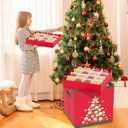 Christmas Ornament Storage Box with Adjustable Dividers Christmas Storage Containers Holds up to 64-3'' Ornament Zippered Ornament Organizer Storage Box Christmas Decoration Storage with Trays