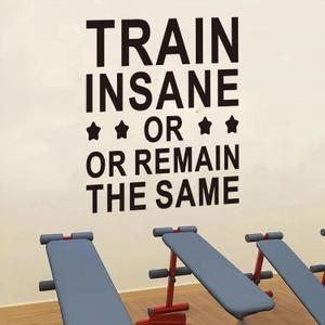 AnFigure Large Motivational Gym Wall Stickers Inspirational Quotes Fitness Wall Decals Sports Workout Art Vinyl Home Decor Train Insane or Remain The Same 20"X24"