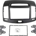 Car Stereo Dash Radio Fascia Kit for 2006-2010 Hyundai Elantra (HD), Avante (HD) 2006-2010 Installation Trim Panel Frame Double Din (Black)