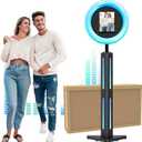Photo Booth Compatible with Ipad 12.9in 11in 10.9in 10.2in, Photo Booth Machine with ChackTok PhotoBooth VIP Member, Ring Light, Selfie Photo Booth for Parties,Wedding and Events, Black-Light Bar-Honeycomb Case