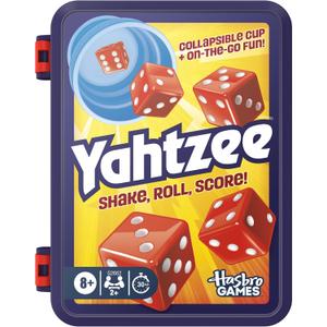 Hasbro Gaming Yahtzee Dice Game | with Collapsible Cup & Storage Case | Fun Family Games for Kids, Teens, Adults | 30 Mins. | 2 or More Players | Ages 8+