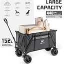 Whitsunday Heavy Duty Collapsible Wagon Cart,440Lbs Folding Outdoor All Terrian Wheel Utility Camping Park Wagon Cart with Table Grey