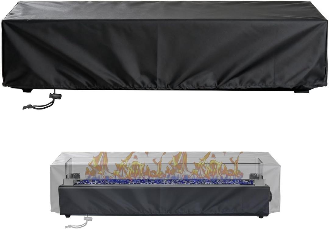 Fire Pit Cover, 28 Inch Rectangular Tabletop Fire Pit Cover, Outdoor Waterproof & UV Resistant Firepit Cover for Patio Gas Propane Fire Pit 28''L x 9''W x 9''H