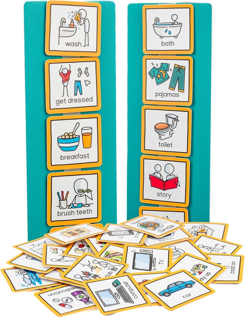 Visual Schedule routine chart for children with pecs cards to support communiation for kids, toddlers, autism, adhd, downs syndrome, dementia.
