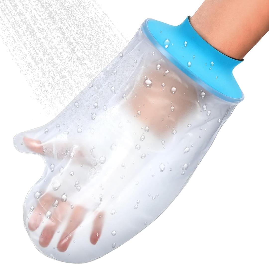 Asunby Waterproof Hand Cast Covers for Shower Adult Bath Watertight Wrist Wound Protector Resuable Bandage Sleeve Bags for Broken Hand, Wrist, Fingers, After Surgery Burns