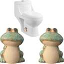 Frog Toilet Bolt Caps Ceramic Toilet Bolt Covers Decorative Toilet Screw Cover Caps, Toilet Caps for Bottom of Toilet, Cute Toilet Bowl Bolt Covers for Bathroom Decor, Easy to install (Green)