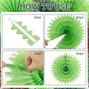 11 Pcs Hanging Paper Fans Decoration Green and Brown Paper Flowers Deco Tropical Jungle Birthday Party Decorations for Summer Safari Carnival Party Supplies