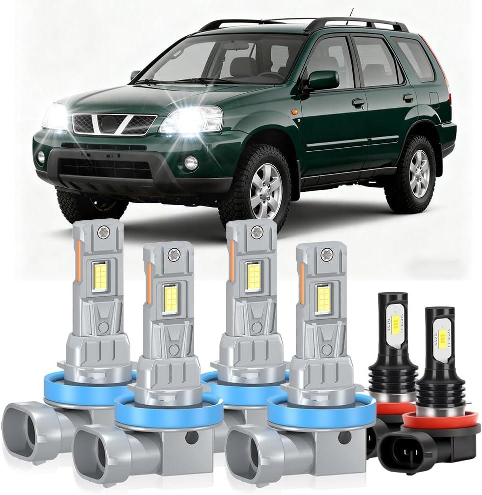 Compatible For Nissan Rogue 2014-2020 High Beam Low Beam Fog Light Bulbs Combo, 20000LM 800% Brighter 6000K White Lights Bulbs, Plug And Play, Pack of 6