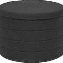 ZOLANOful 22 Inch Round Boucle Ottoman with Storage, Sherpa Teddy Fabric Ottoman Footstool, Folding Storage Foot Rest for Bedroom, Living Room Dorm, Darkgrey