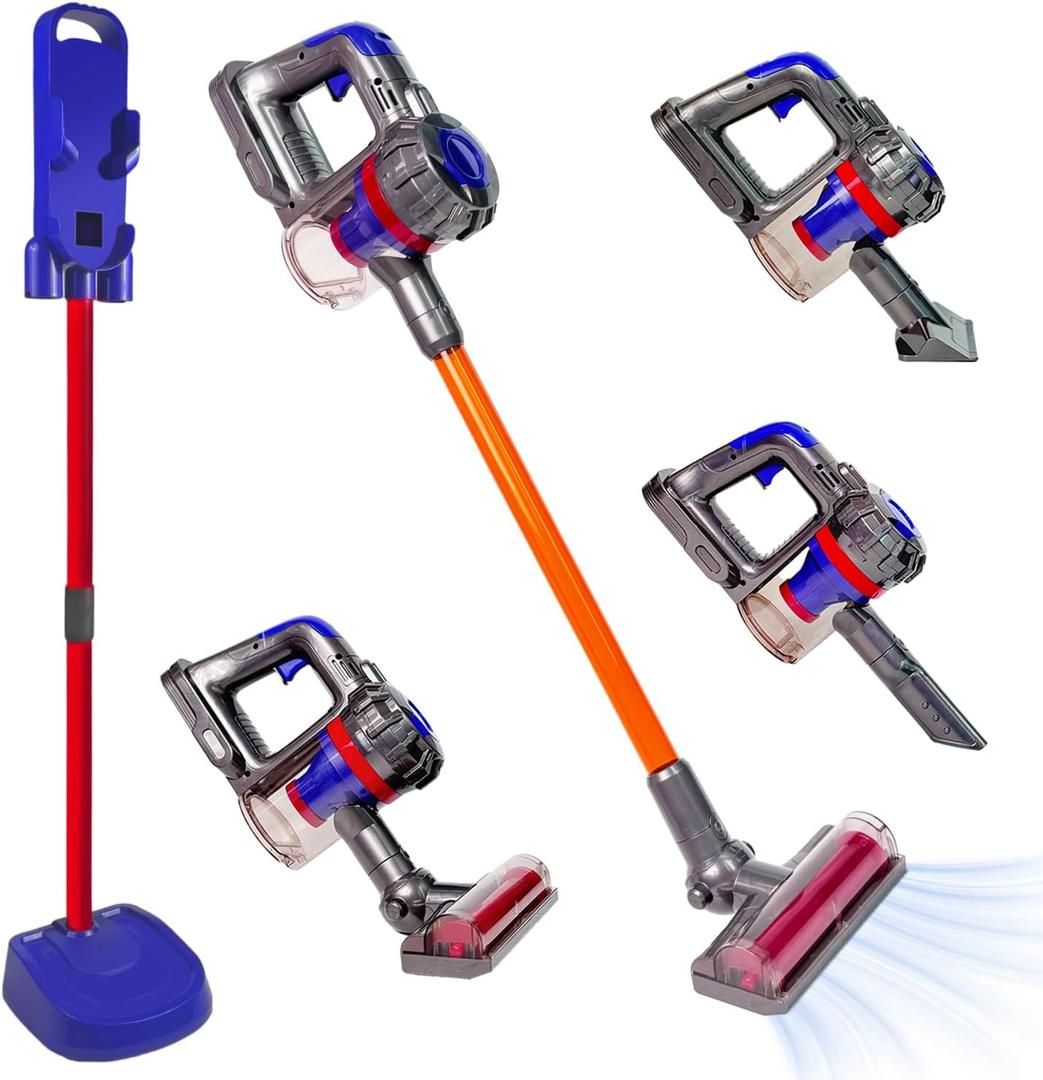 3-in-1 Kids Vacuum That Really Works - Toddler Vacuum Cleaning Toy Set, Kids Working Play Vacuum Cleaner with Real Suction, Montessori Housekeeping Toy for Toddlers 3 4 5 6+ (Purple)