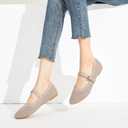 BABUDOG Mesh Ballet Flats for Women,Women's Mary Jane Flats with Buckle Strap,Black Nude Foldable Flats Shoes for Women,Comfortable Dress Shoes 7