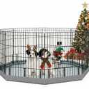 Puppy Playpen with Bottom Pad and Door, 8 Panels 24" H, Gray