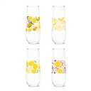 TOSSWARE RESERVE 9oz Stemless Flute Limoncello Series, SET OF 4, Premium Quality, Tritan Dishwasher Safe & Heat Resistant Unbreakable Plastic Printed Glasses (4 Count (Pack of 1)