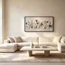 Large Framed Modern Boho Wall Art Textured Neutral Leaf Canvas Wall Decor Abstract Botanical Canvas Print, Modern abstraction Nature Art Picture for Office Living Room Bedroom or Halls 24X48in