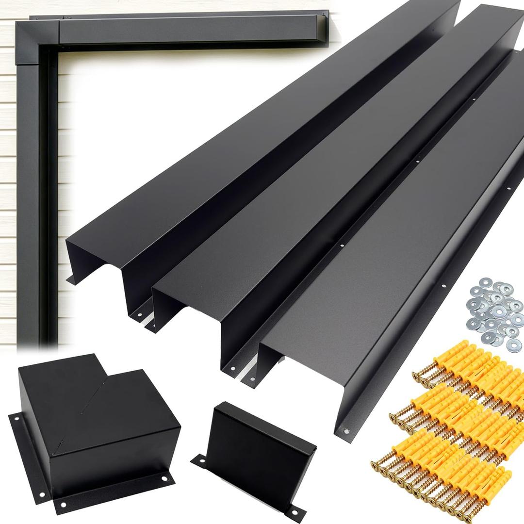 Metal Line Set Cover Kits 4" W x 9.9Ft, Home HAVC Line Set Cover for Mini Split, Central Air Conditioner, Heat Pump Systems, Black, (4x3, Black)