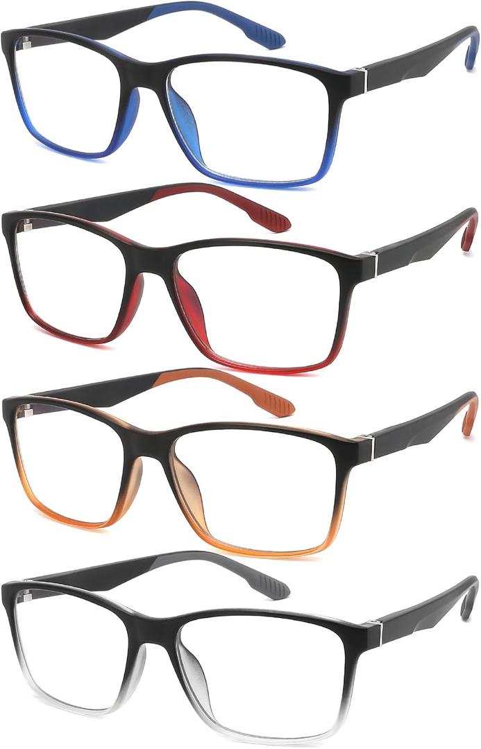 Reading Glasses for Men,4 Pack Lightweight Computer Readers for Men Blue Light Blocking with Spring Hinge,Mens eye glasses Anti Eyestrain/Dryness/UV,Two Tone Cheaters Reading Glasses +2.5