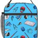 cromcu Insulated Lunch Box for Boys Kids Hockey Lunch Box for Work, Picnic, School, Travel, Hiking, Beach or Fishing Polyester Hockey Lunch Bag Hockey Sport