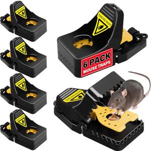 LULUCATCH Mouse Traps, 6 Pack Snap Rat Traps, Quick-Set Reusable Sanitary Mice Traps, Rodent Traps Mice Catchers Indoor Outdoor for Home Garage, Pet Safe & Easy to Use