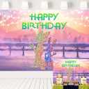 Winter City Zoo Backdrop for Birthday Party Light Garland Snow Fence Pink Background Rabbit Fox Movie Themed Banner 7x5 ft 16