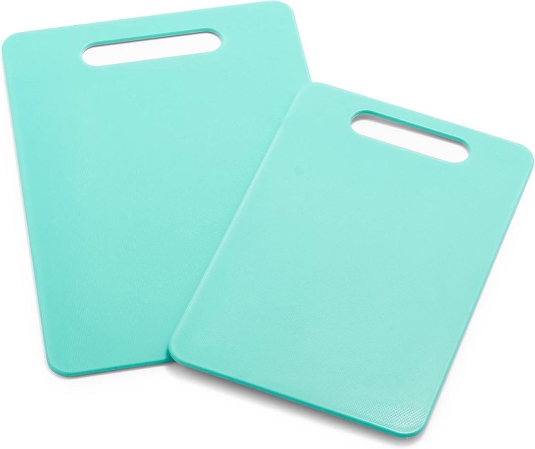GreenLife Cutting Board Set 8x12" & 10x14", Extra Durable, Meal Prep, Non-Slip, Grip Handles, Crack Resistant, Dishwasher Safe, Reversible, Versatile Kitchen Essentials, Turquoise
