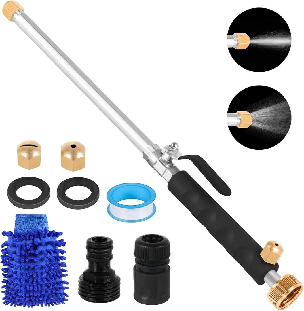 Jet Nozzle for Garden Hose 2-in-1 Jet Nozzle High Pressure Hose Nozzle with 2 Different Nozzles and Hose Quick Connectors for Car Pet Garden Cleaning at Home