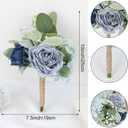 Artificial Bridesmaid Bouquets - Set of 4 Silk Rose Flowers Bouquet Wedding Rustic Small Floral Centerpieces for Marriage Proposal Party Anniversary Dining Table Decorations - Blue,7 Inch