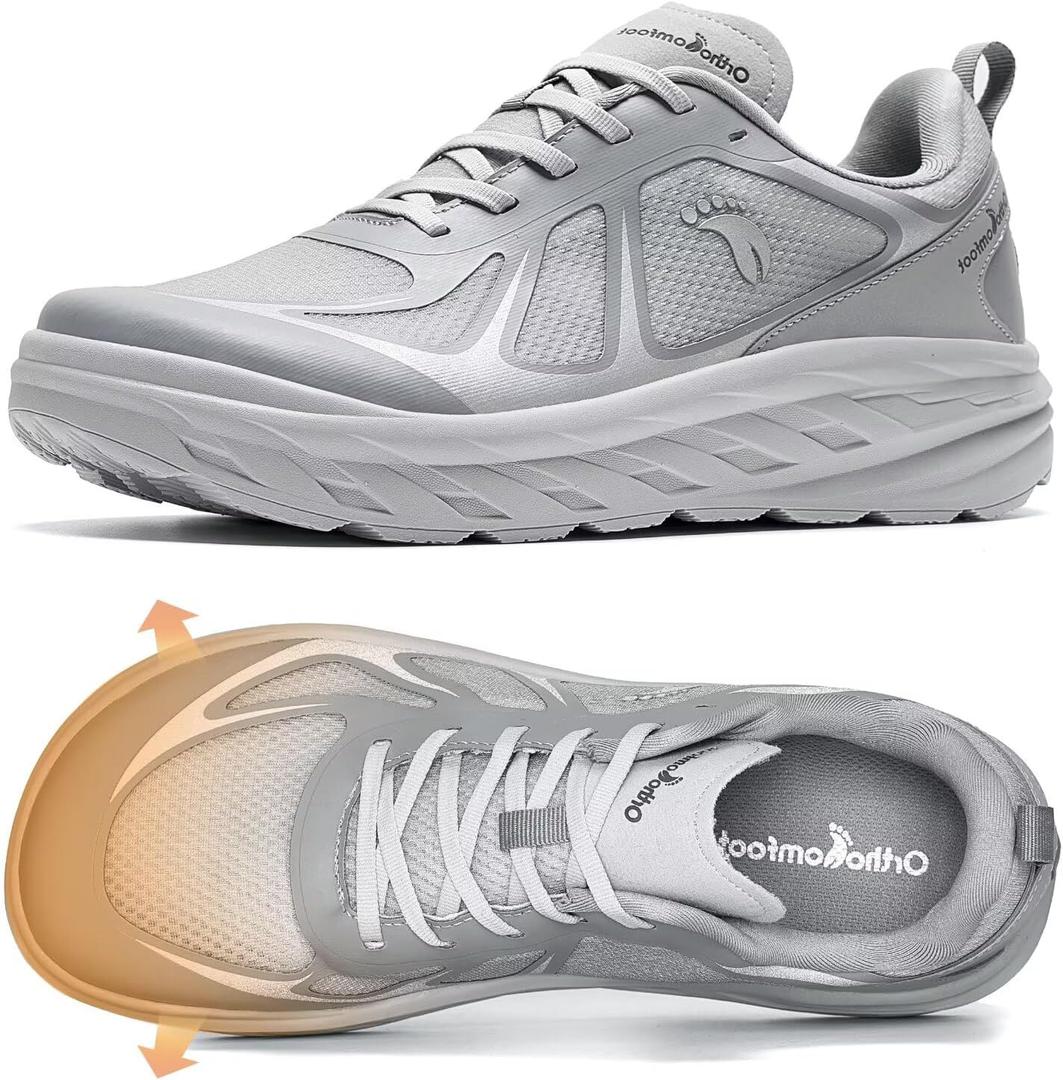 OrthoComfoot Men's Orthopedic Diabetic Wide Running Shoes: Comfortable Arch Support Sneakers for Plantar Fasciitis, Foot & Heel Pain Relief - Casual Work Walking Shoes, Size 8W