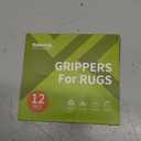 Rabenda 12 Pcs Rug Tape, Non Slip Rug Pads Grippers for Hardwood Floors and Tiles, Reusable Carpet Tape for Area Rugs, Double-Sided Adhesive Rug Stickers Keep Corners Flat (Black)